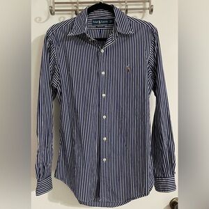 Navy and White Stripped Ralph Lauren Button Down (S)